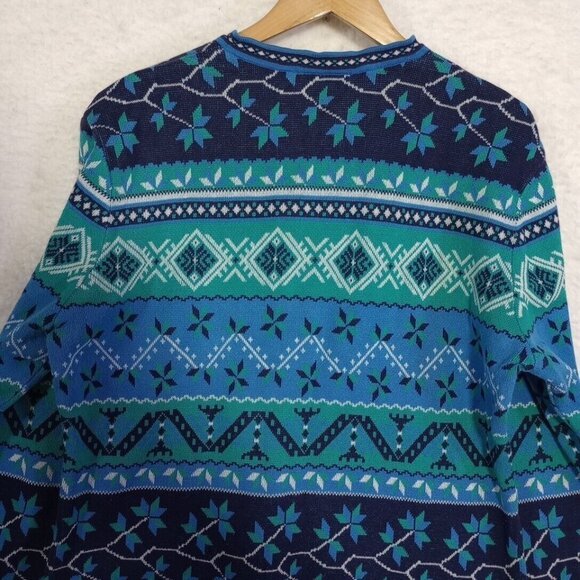 Vintage First Issue Womens L Button Up Sweater Cardigan Aztec Southwest Cotton - Picture 13 of 16
